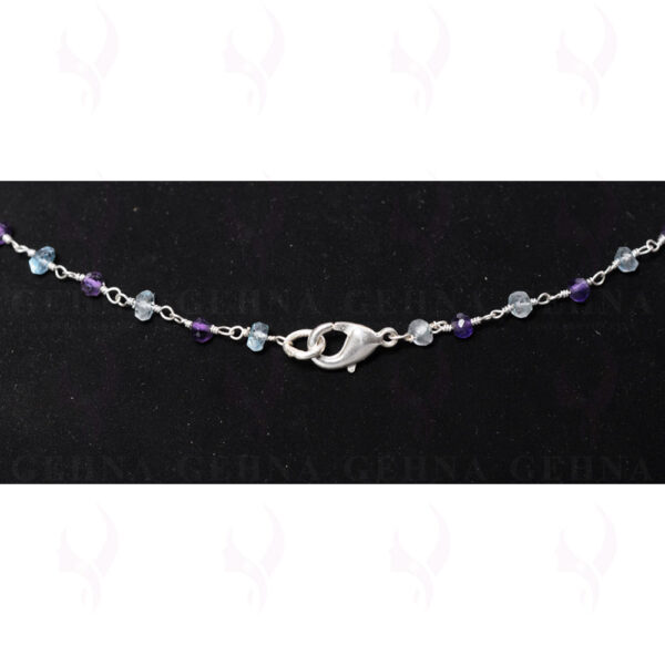 Amethyst & Blue Topaz Gemstone Faceted Bead Chain In .925 Sterling Silver CS-1092