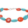 Carnelian & Turquoise Gemstone Coin Shaped Bracelet BS-1093