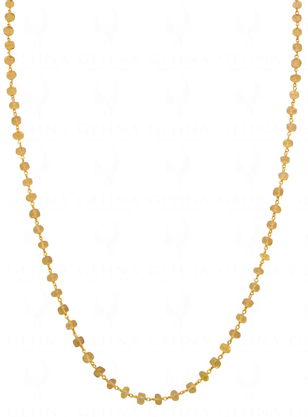 24" Inches Long Lemon Topaz Gemstone Bead Chain In .925 Sterling Silver CS-1093