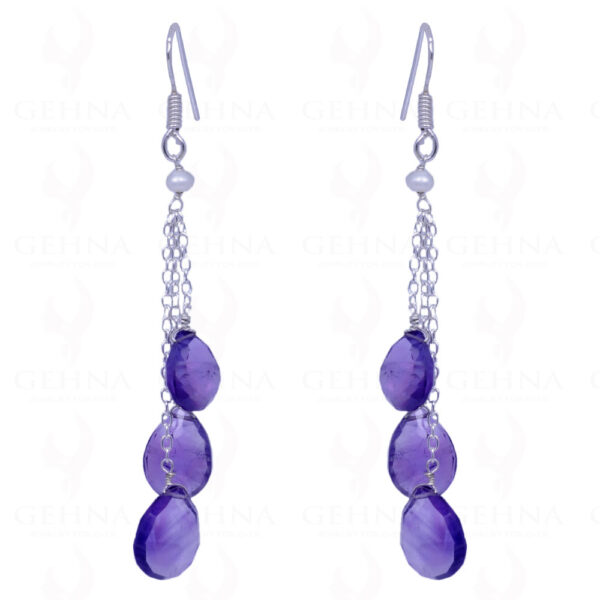 Pearl & Amethyst Almonds Earrings Made In .925 Sterling Silver ES-1093