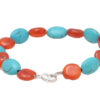 Carnelian & Turquoise Gemstone Coin Shaped Bracelet BS-1093