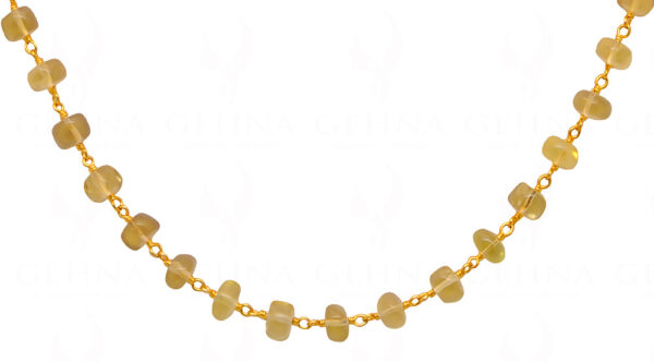 24" Inches Long Lemon Topaz Gemstone Bead Chain In .925 Sterling Silver CS-1093