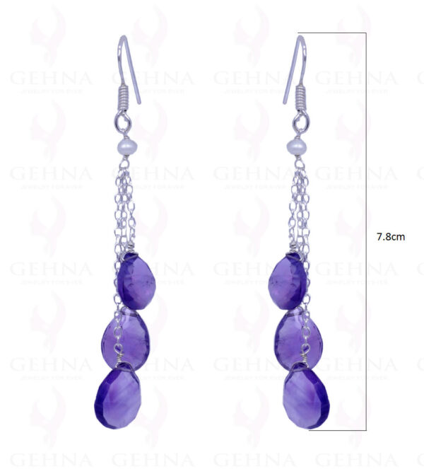 Pearl & Amethyst Almonds Earrings Made In .925 Sterling Silver ES-1093