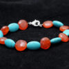 Carnelian & Turquoise Gemstone Coin Shaped Bracelet BS-1093