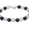 Black Onyx & Rock-Crystal Round Shaped Bead Bracelet BS-1094