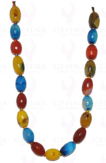Multi Color Onyx Gemstone Oval Shaped Bead Strand Necklace NS-1094