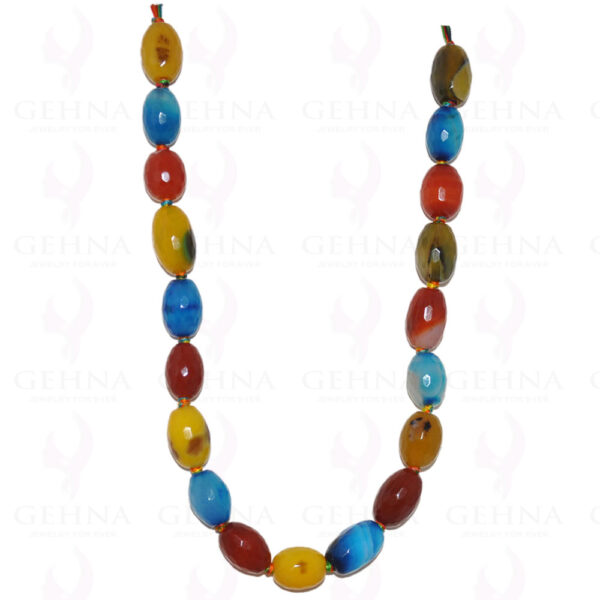 Multi Color Onyx Gemstone Oval Shaped Bead Strand Necklace NS-1094