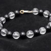 Black Onyx & Rock-Crystal Round Shaped Bead Bracelet BS-1094