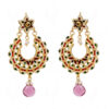 Kundan & Tourmaline Studded With Multicolor Enamel Work Earrings FE-1094
