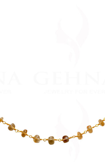 24″ Citrine Gemstone Bead Chain In .925 Sterling Silver CS-1095