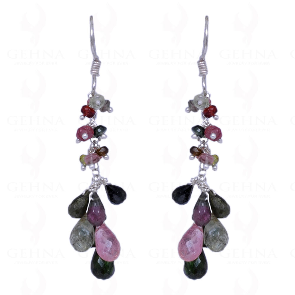 Multi Tourmaline Gemstone Earrings Made In .925 Sterling Silver ES-1095