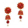 Red Onyx, Pearl & White Sapphire Studded Pachi Earrings FE-1095