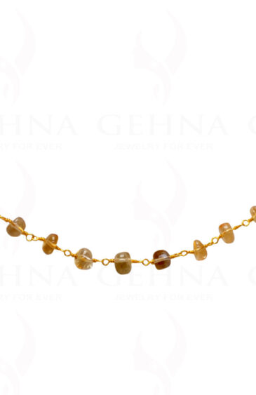 24″ Citrine Gemstone Bead Chain In .925 Sterling Silver CS-1095