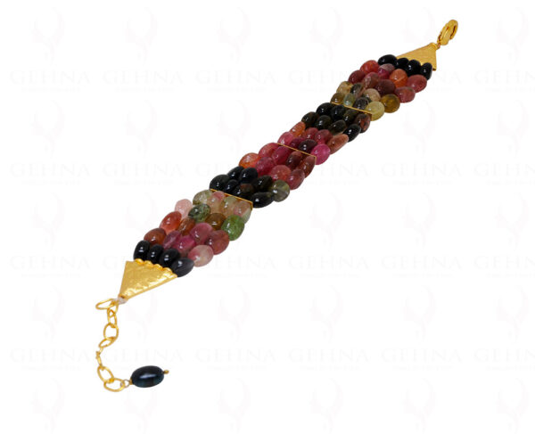 4 Rows Bracelet Of Multi Color Tourmaline Oval Shape Beads BS-1095