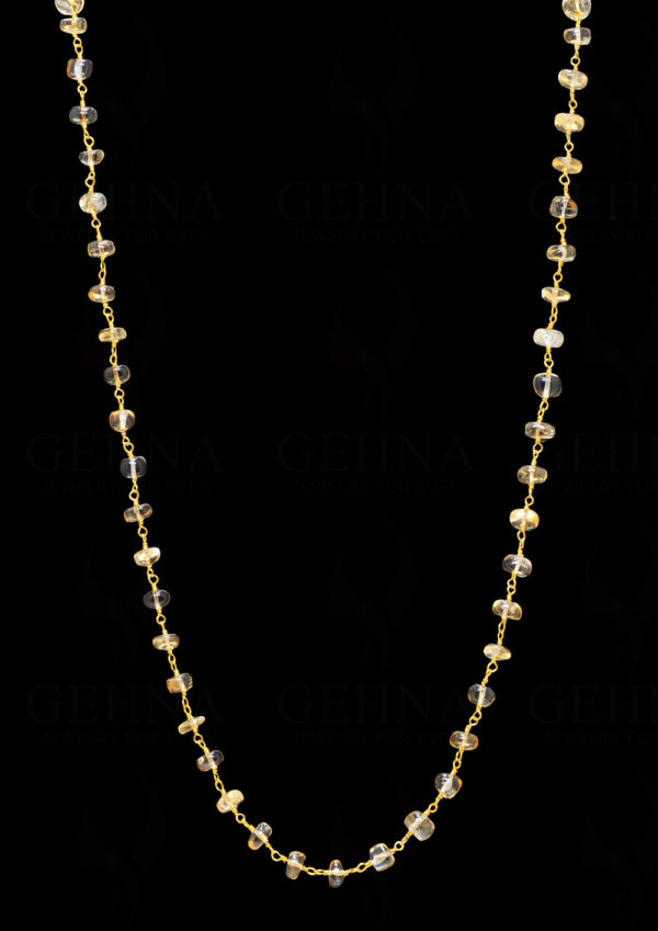 24" Citrine Gemstone Bead Chain In .925 Sterling Silver CS-1095