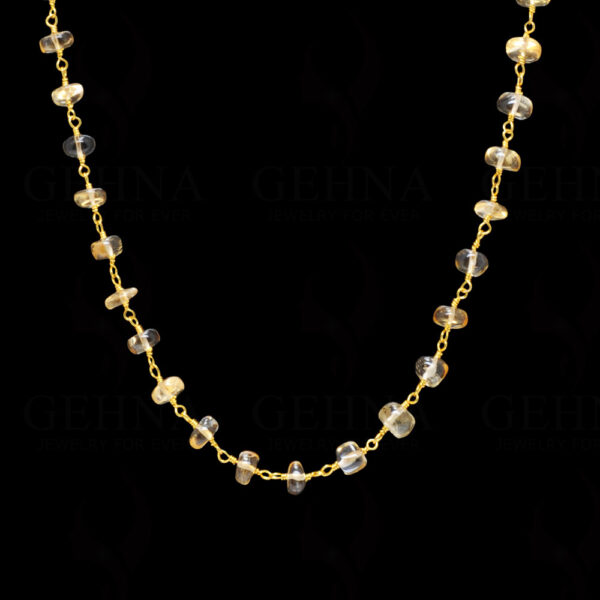 24" Citrine Gemstone Bead Chain In .925 Sterling Silver CS-1095