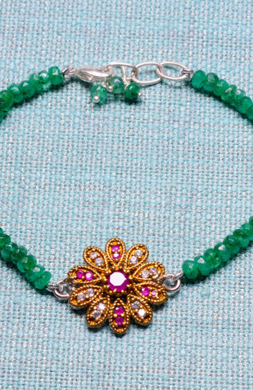 Emerald & Ruby Gemstone Bracelet BS-1096