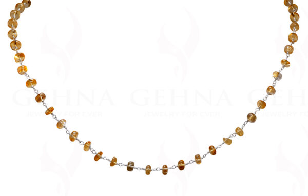 18" Inches Citrine Gemstone Bead Chain In .925 Sterling Silver CS-1096