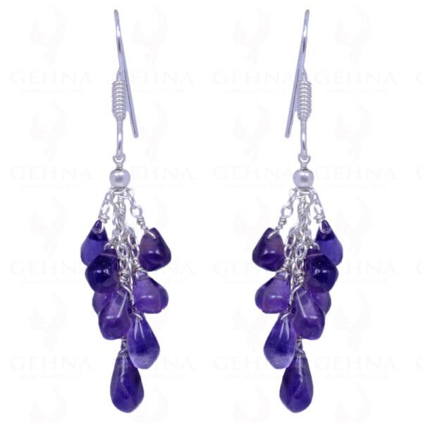 Amethyst Gemstone Cabochon Drops Earrings Made In .925 Sterling Silver ES-1096