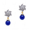 Simulated Diamond & Blue Onyx Studded Star Shape Earrings FE-1096