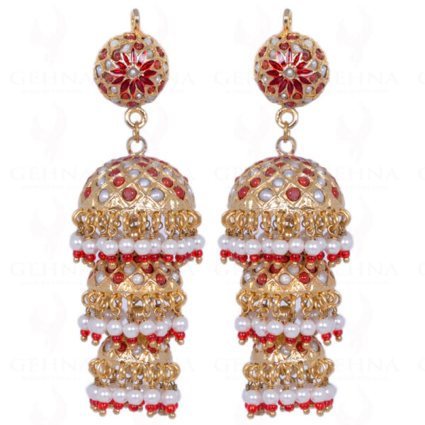 Pearl Bead With Pearl Studded Jhumki Style Earrings LE01-1096