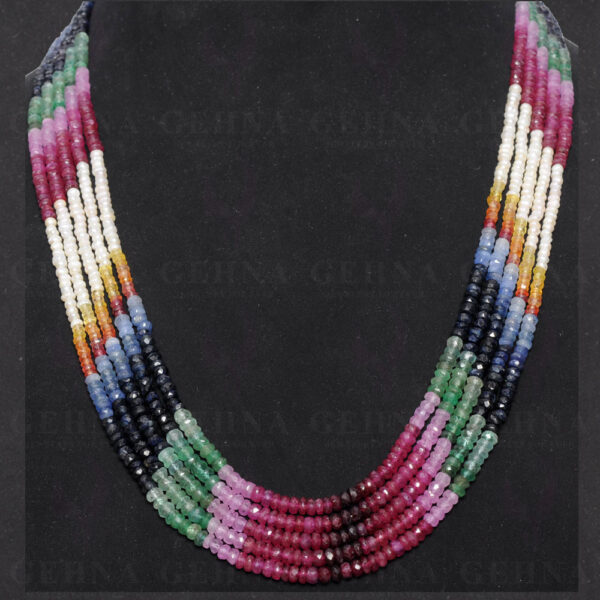 5 Rows Rainbow Precious Gemstone Beads Necklace NM-1096