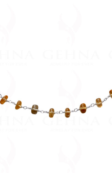 18″ Inches Citrine Gemstone Bead Chain In .925 Sterling Silver CS-1096
