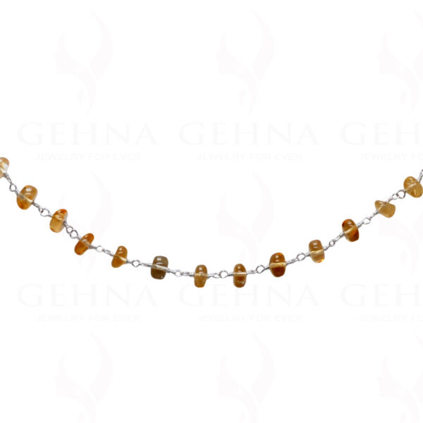 18" Inches Citrine Gemstone Bead Chain In .925 Sterling Silver CS-1096