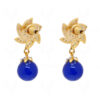 Simulated Diamond & Blue Onyx Studded Star Shape Earrings FE-1096