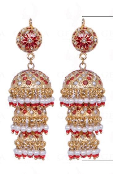 Pearl Bead With Pearl Studded Jhumki Style Earrings LE01-1096