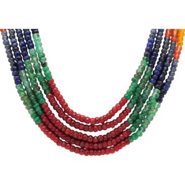 5 Rows Rainbow Precious Gemstone Beads Necklace NM-1096