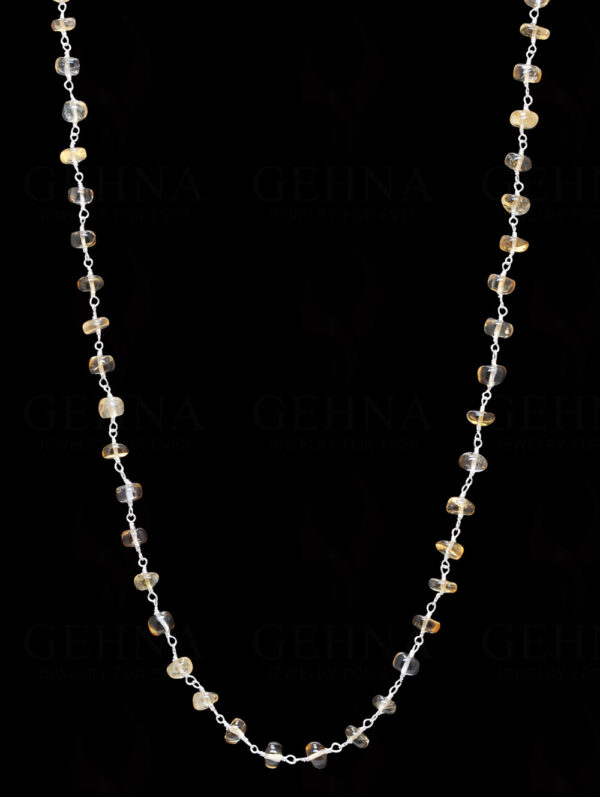 18" Inches Citrine Gemstone Bead Chain In .925 Sterling Silver CS-1096