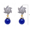 Simulated Diamond & Blue Onyx Studded Star Shape Earrings FE-1096