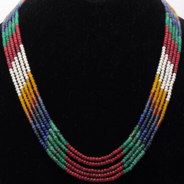 5 Rows Rainbow Precious Gemstone Beads Necklace NM-1096