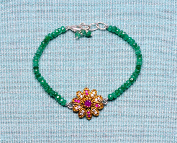 Emerald & Ruby Gemstone Bracelet BS-1096