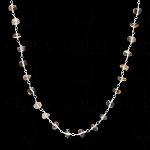 18" Inches Citrine Gemstone Bead Chain In .925 Sterling Silver CS-1096