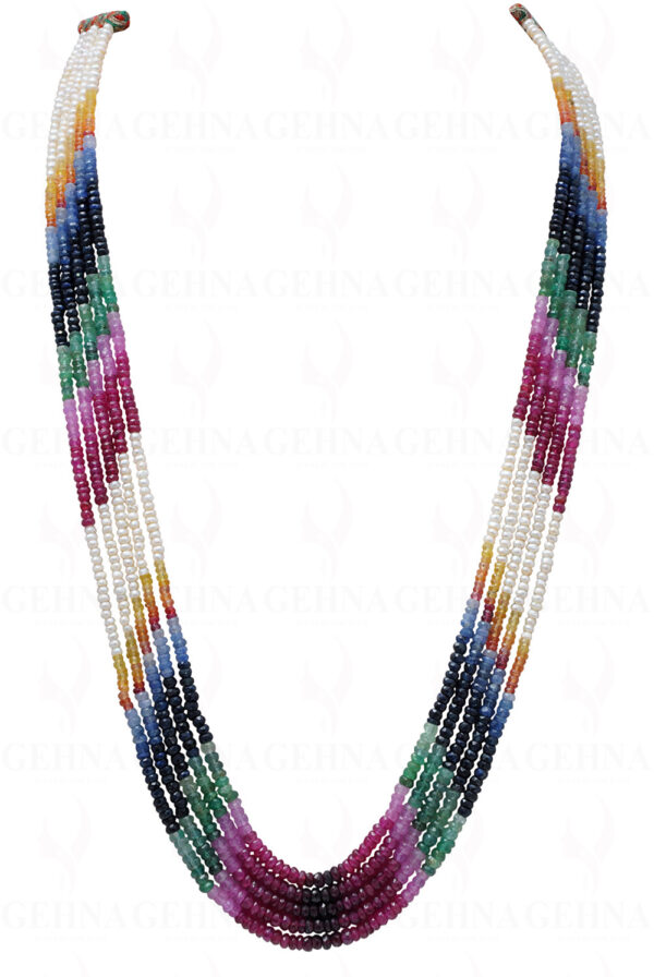 5 Rows Rainbow Precious Gemstone Beads Necklace NM-1096