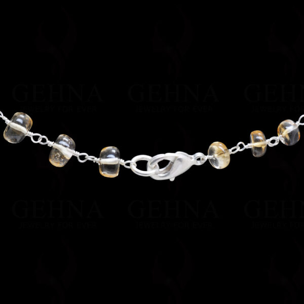 18" Inches Citrine Gemstone Bead Chain In .925 Sterling Silver CS-1096