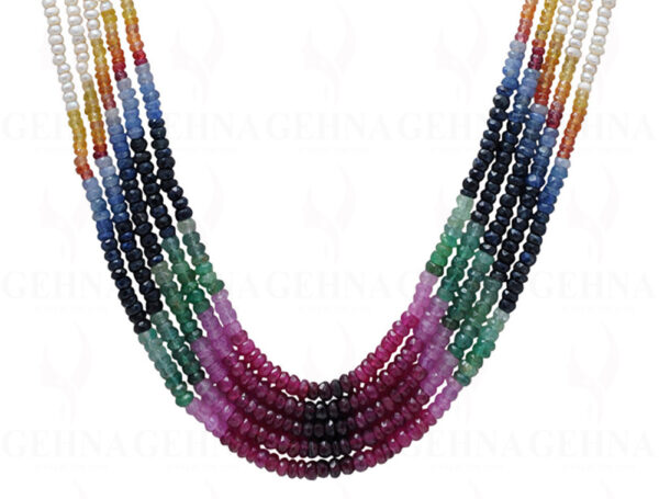 5 Rows Rainbow Precious Gemstone Beads Necklace NM-1096