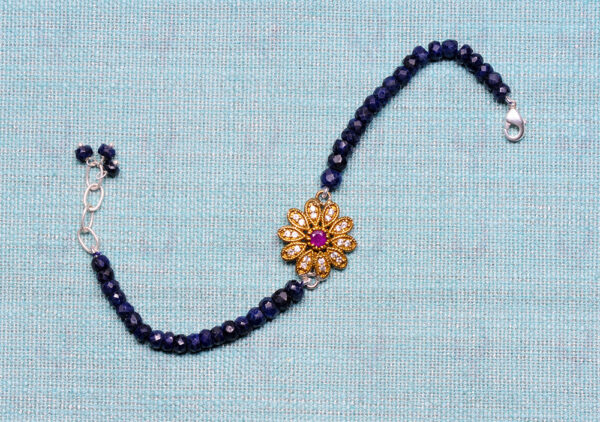 Blue Sapphire & Ruby Gemstone Brcelet BS-1097
