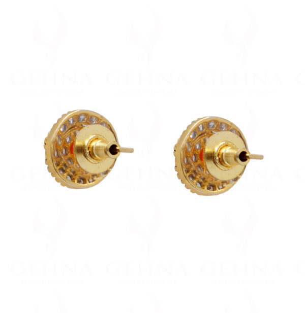 Simulated Diamond & Garnet Studded Globe Shape Earrings FE-1097