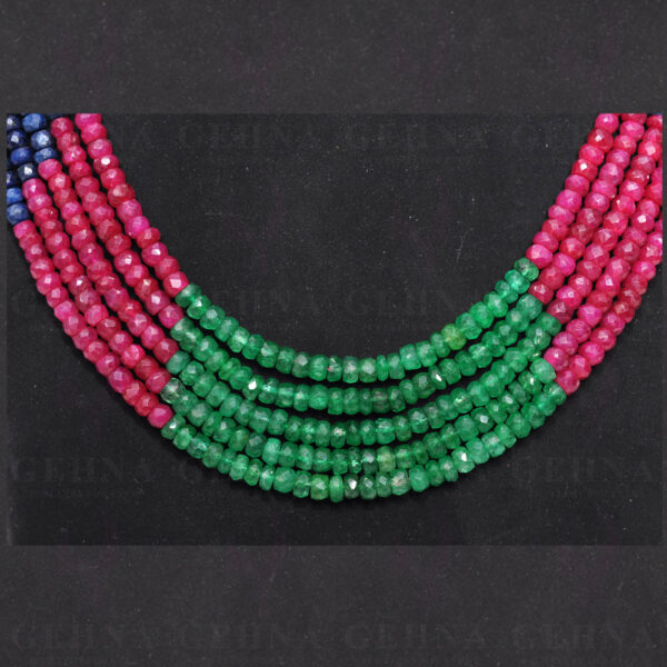 5 Rows Pearl Ruby Emerald & Sapphire Gemstone Bead Necklace NM-1097