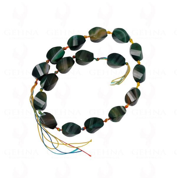 Green Amazonite Gemstone Faceted Twisted Shaped Bead Strand Necklace NS-1097