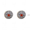 Simulated Diamond & Garnet Studded Globe Shape Earrings FE-1097