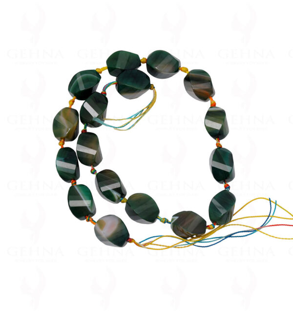 Green Amazonite Gemstone Faceted Twisted Shaped Bead Strand Necklace NS-1097