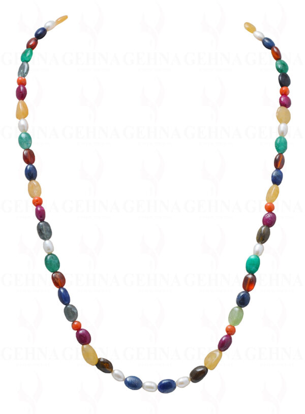 Multi Color Precious Gemstone Oval Shape Necklace NM-1098