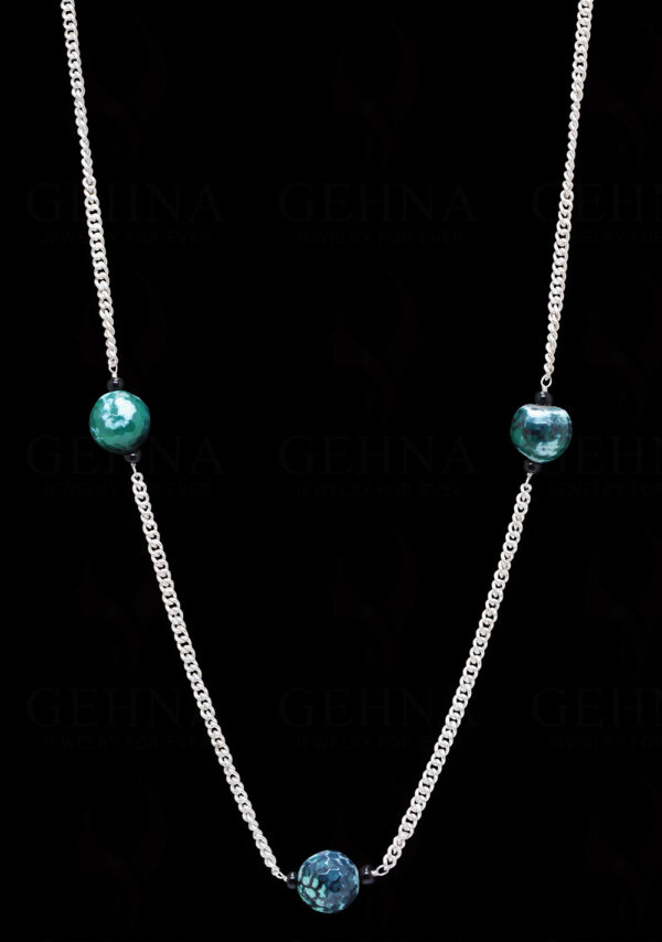 Onyx Gemstone Knotted In.925 Sterling Silver Chain CS-1098