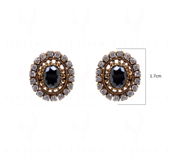 Simulated Diamond & Black Spinel Studded South Indian Earrings FE-1098