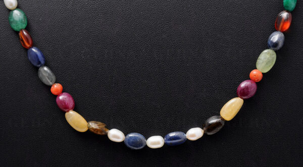 Multi Color Precious Gemstone Oval Shape Necklace NM-1098