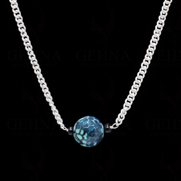 Onyx Gemstone Knotted In.925 Sterling Silver Chain CS-1098